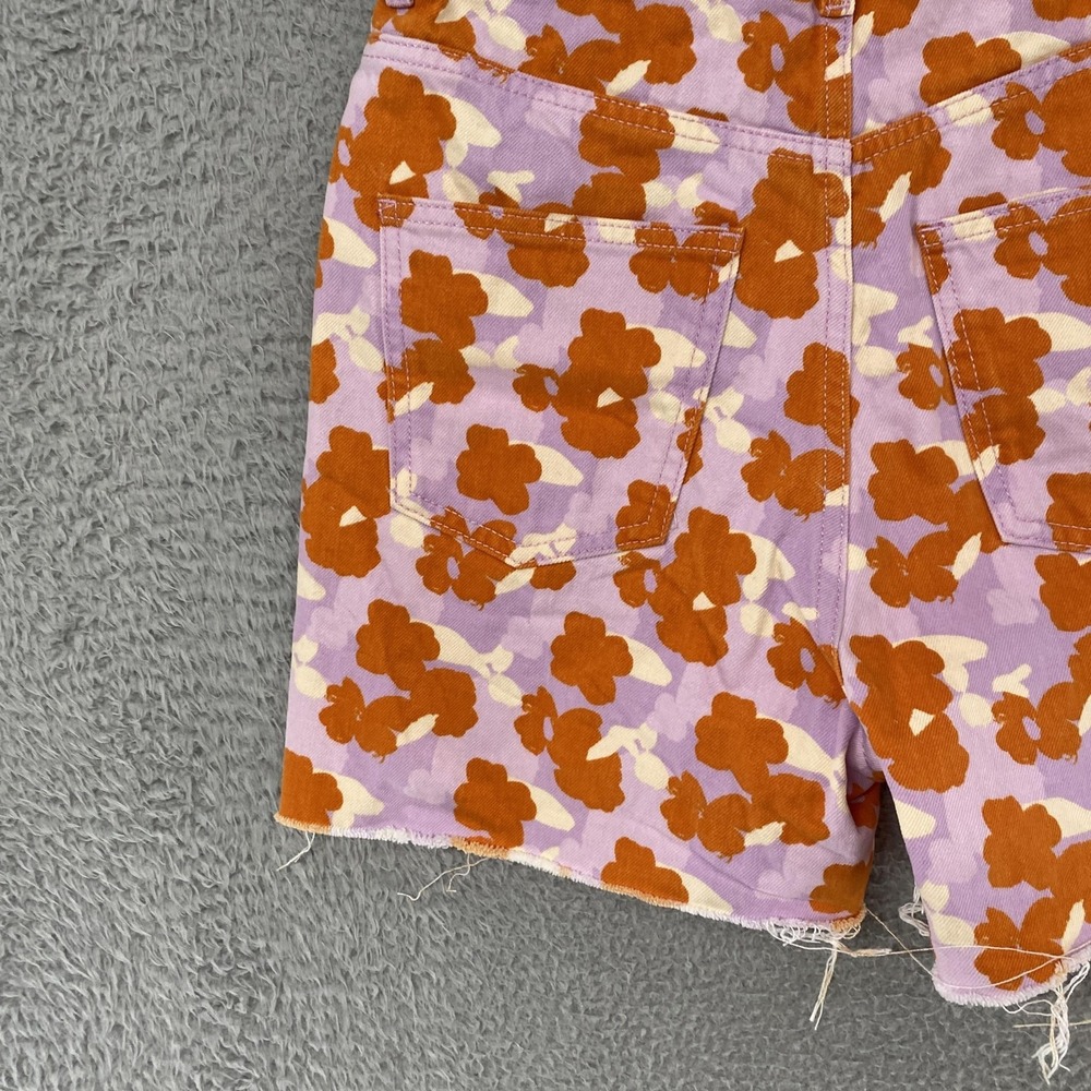 Zara Denim Shorts Womens 4 Purple Floral The 90's Short Cutoff High Rise 90s - Picture 12 of 15